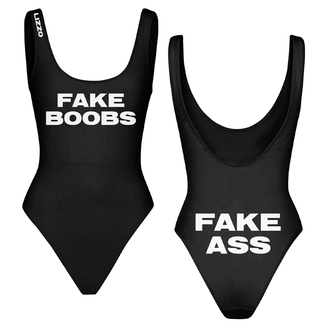 Fake Boobs/Ass Black Bodysuit